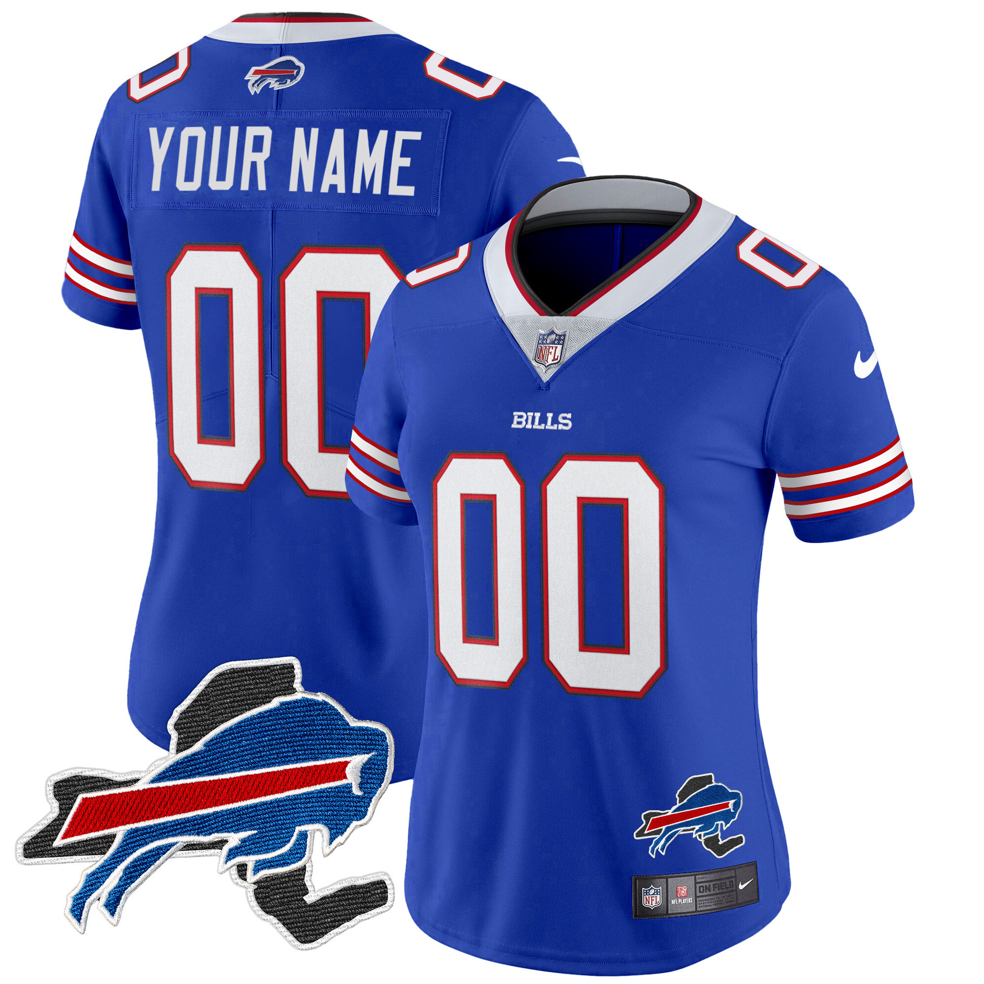 Buffalo Bills New York Patch Vapor Limited Custom Royal Jersey - All Stitched 