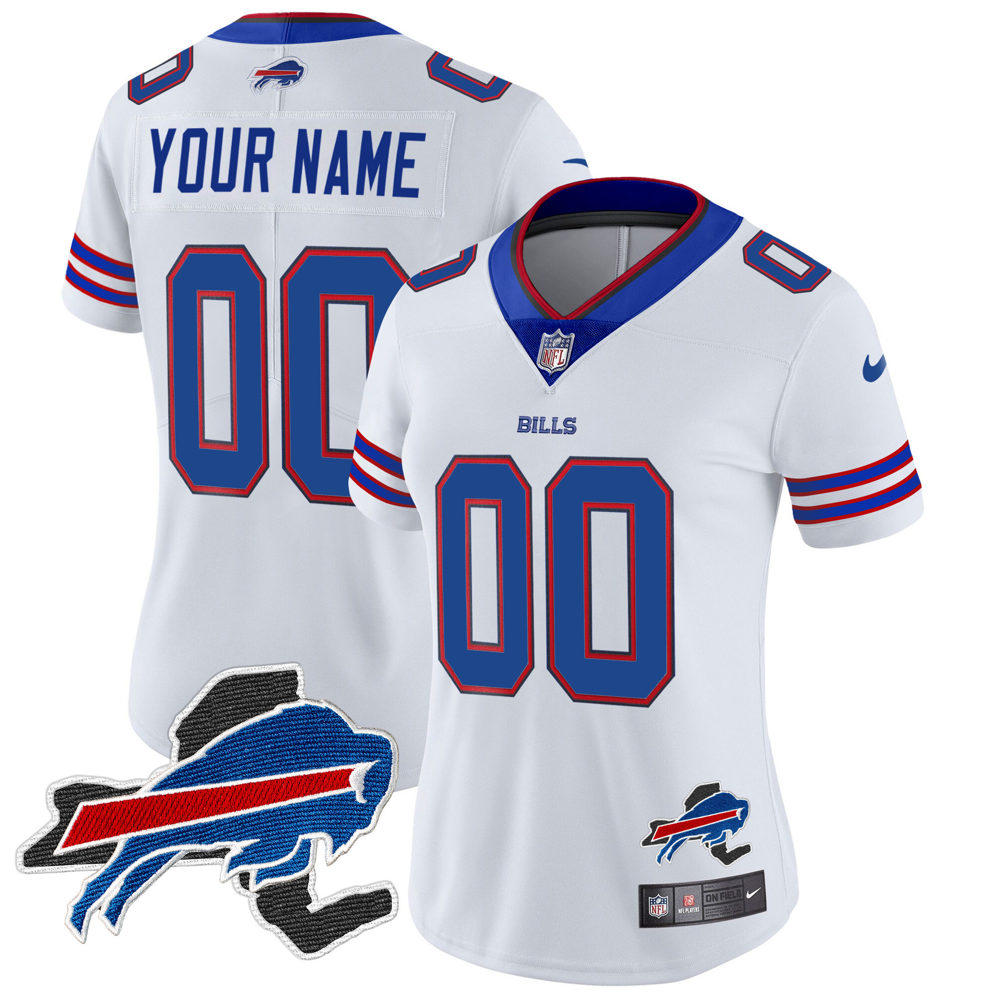 Buffalo Bills New York Patch Vapor Limited Custom White Jersey - All Stitched 