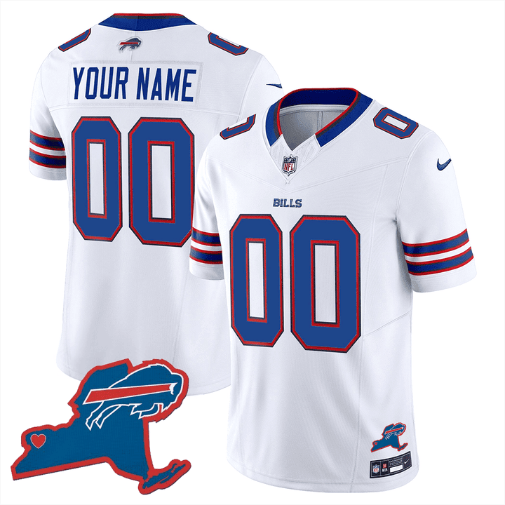Buffalo Bills New York Patch Vapor Limited Custom White Jersey - All Stitched 