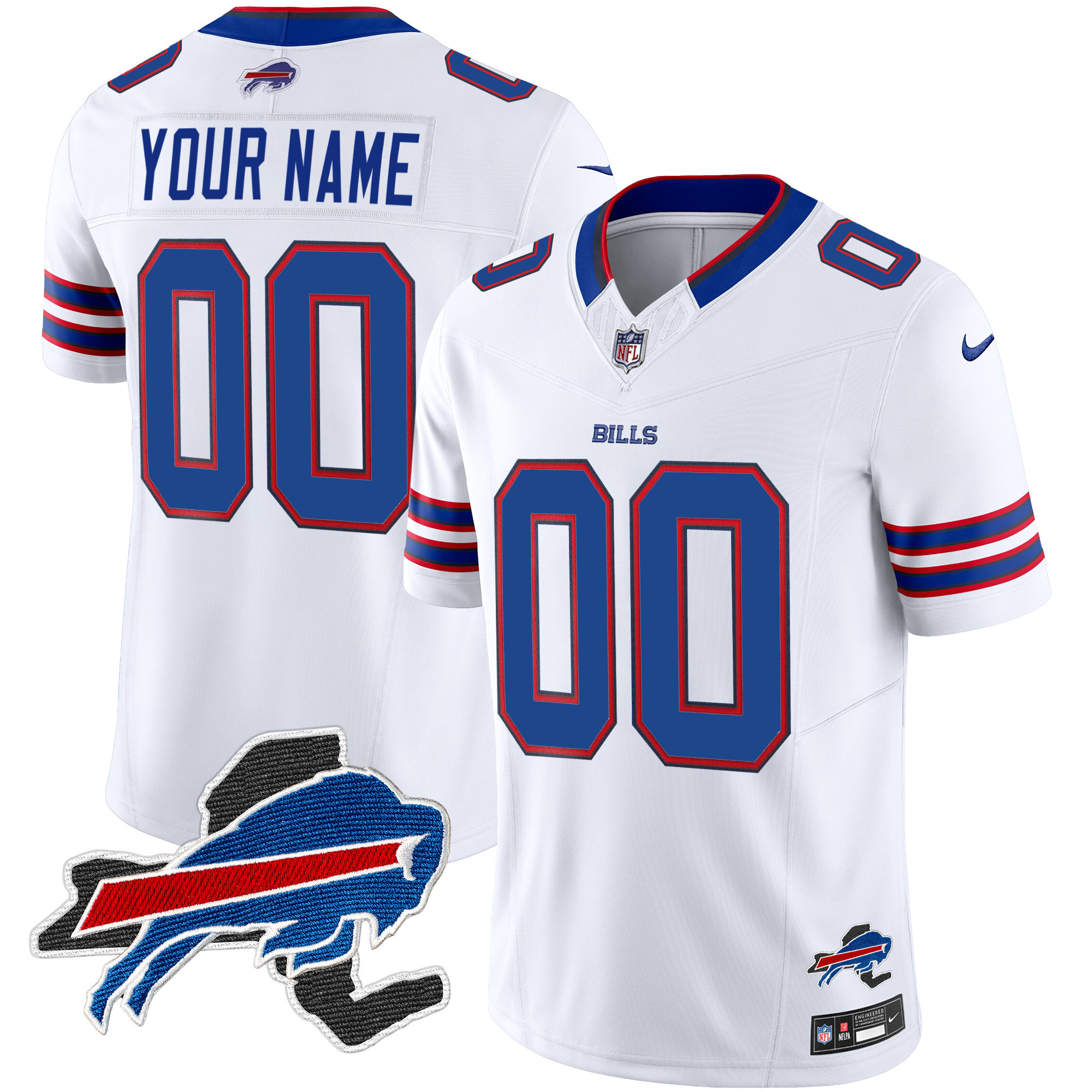 Buffalo Bills New York Patch Vapor Limited Custom White Jersey - All Stitched 