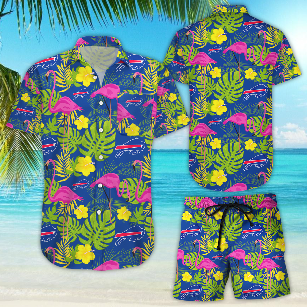 Buffalo Bills NFL Highlights Button Up Stork Leaf Hawaiian Shirt