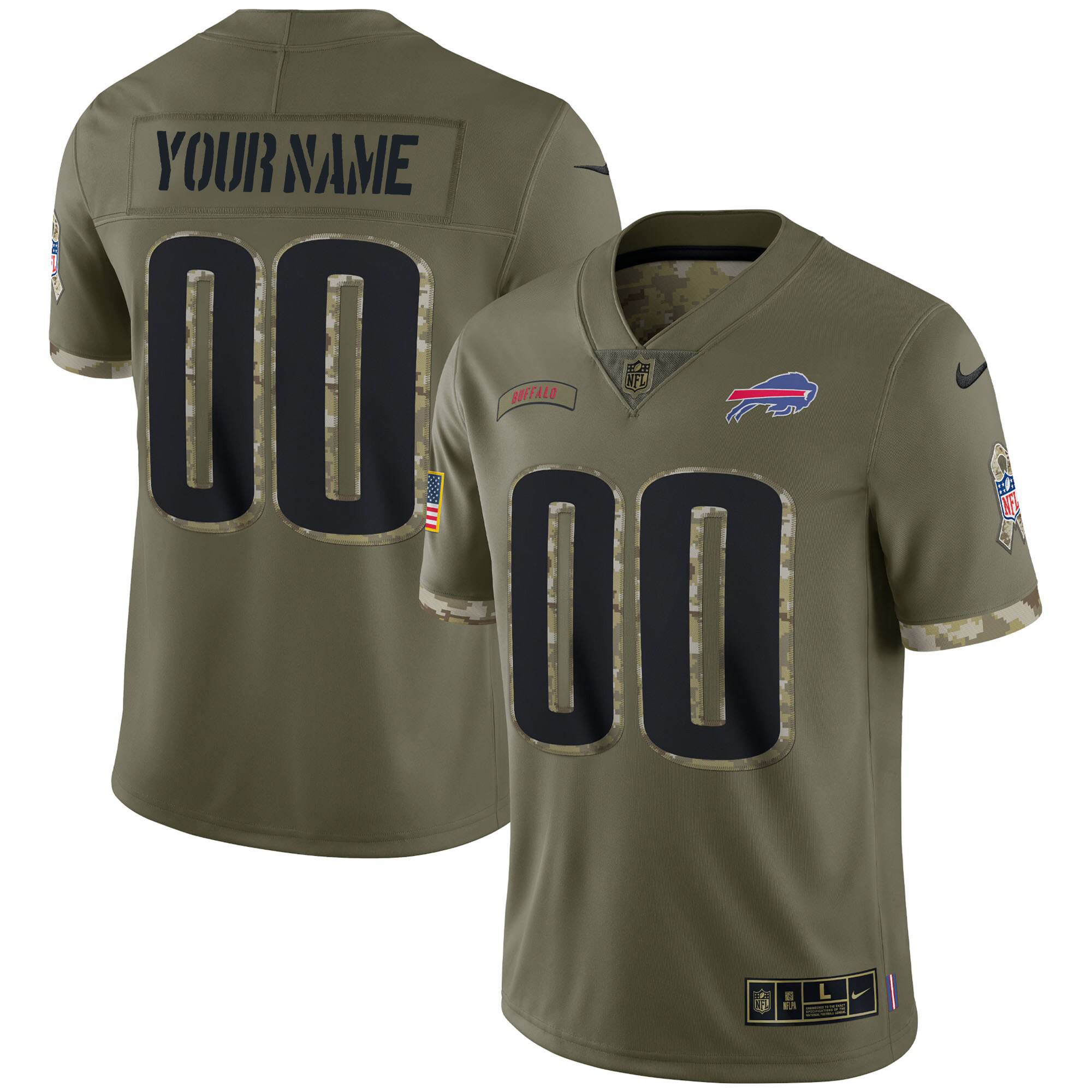 Buffalo Bills Salute To Service Custom Name and Number Salute To Service Jersey - All Stitched 