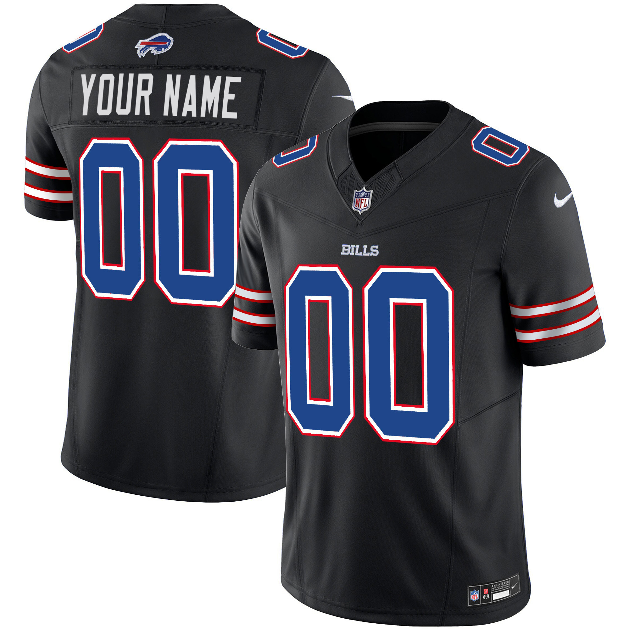 Buffalo Bills Vapor Limited Custom Black Jersey - All Stitched 
