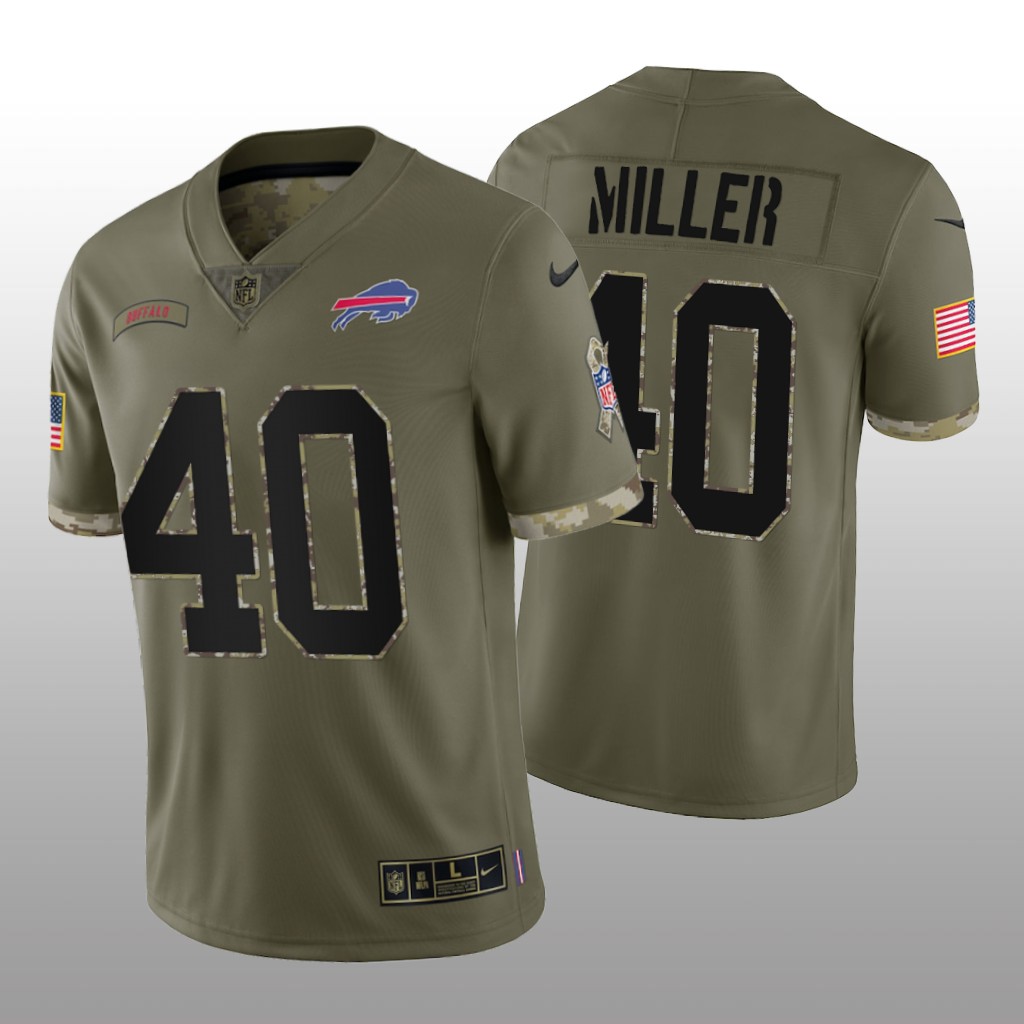 Buffalo Bills Von Miller Olive Jersey 2022 Salute To Service - Men's