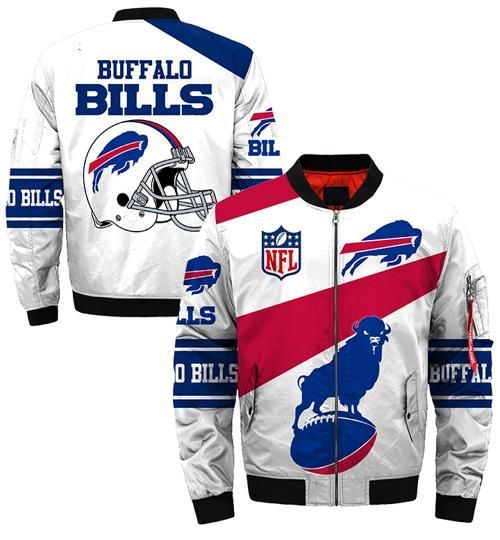 Buffalo Bills White 3d Printed Unisex Bomber Jacket