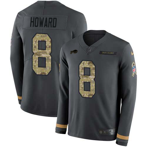 Buffalo Buffalo Bills #8 O. J. Howard Anthracite Salute to Service Youth Stitched NFL Therma Long Sleeve Jersey Youth