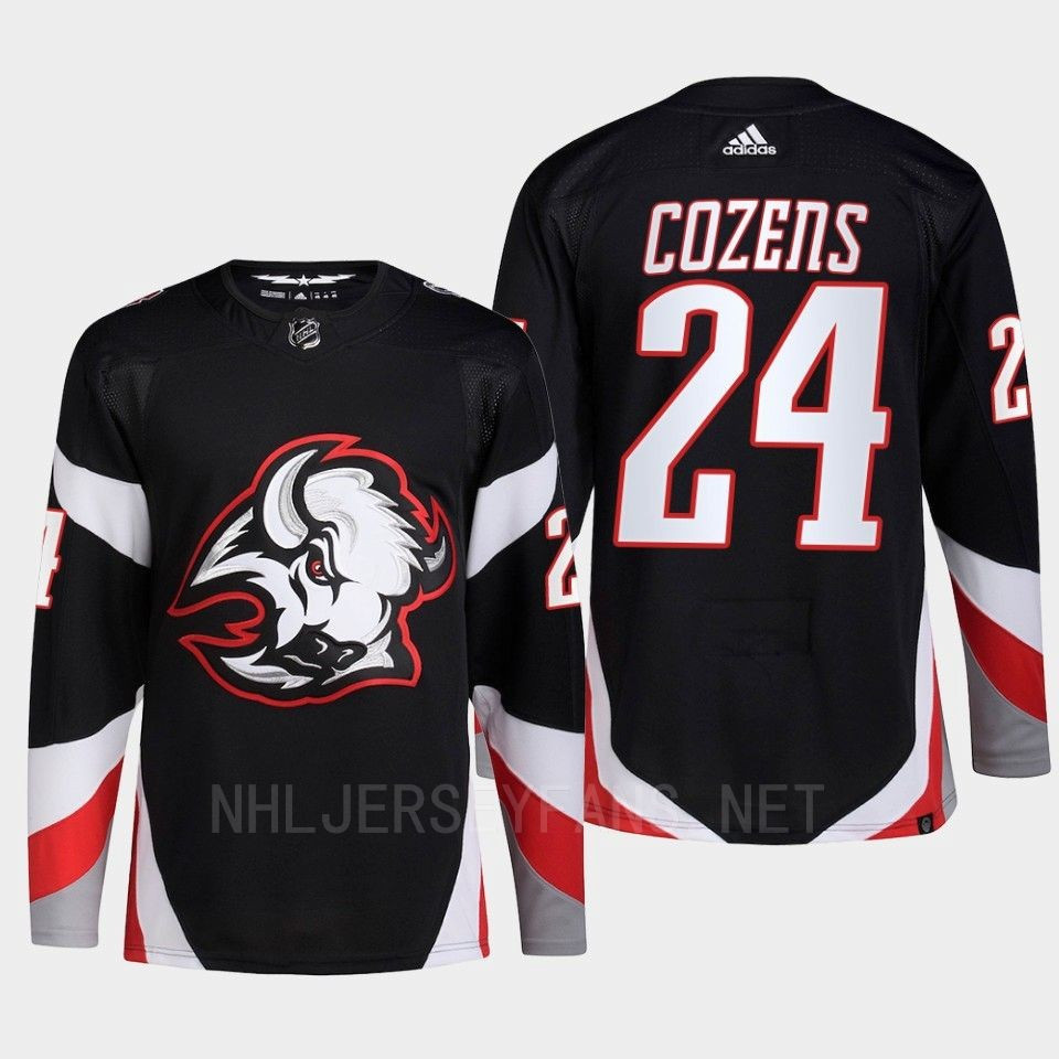 Buffalo Sabres 2022-23 Goathead Third Dylan Cozens 24 Black Primegreen Stitched Jersey Men’s