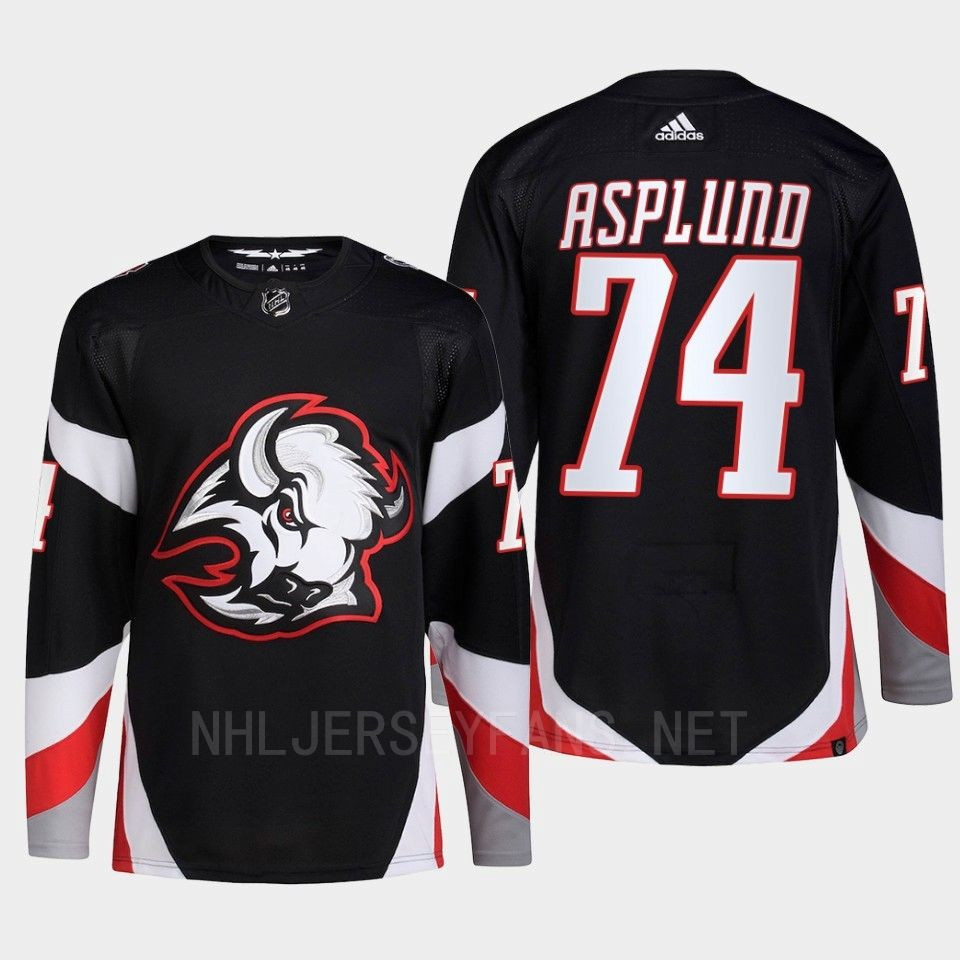 Buffalo Sabres 2022-23 Goathead Third Rasmus Asplund 74 Black Primegreen Stitched Jersey Men’s