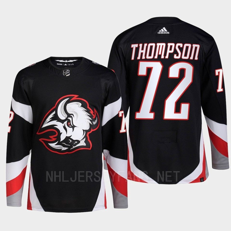 Buffalo Sabres 2022-23 Goathead Third Tage Thompson 72 Black Primegreen Stitched Jersey Men’s
