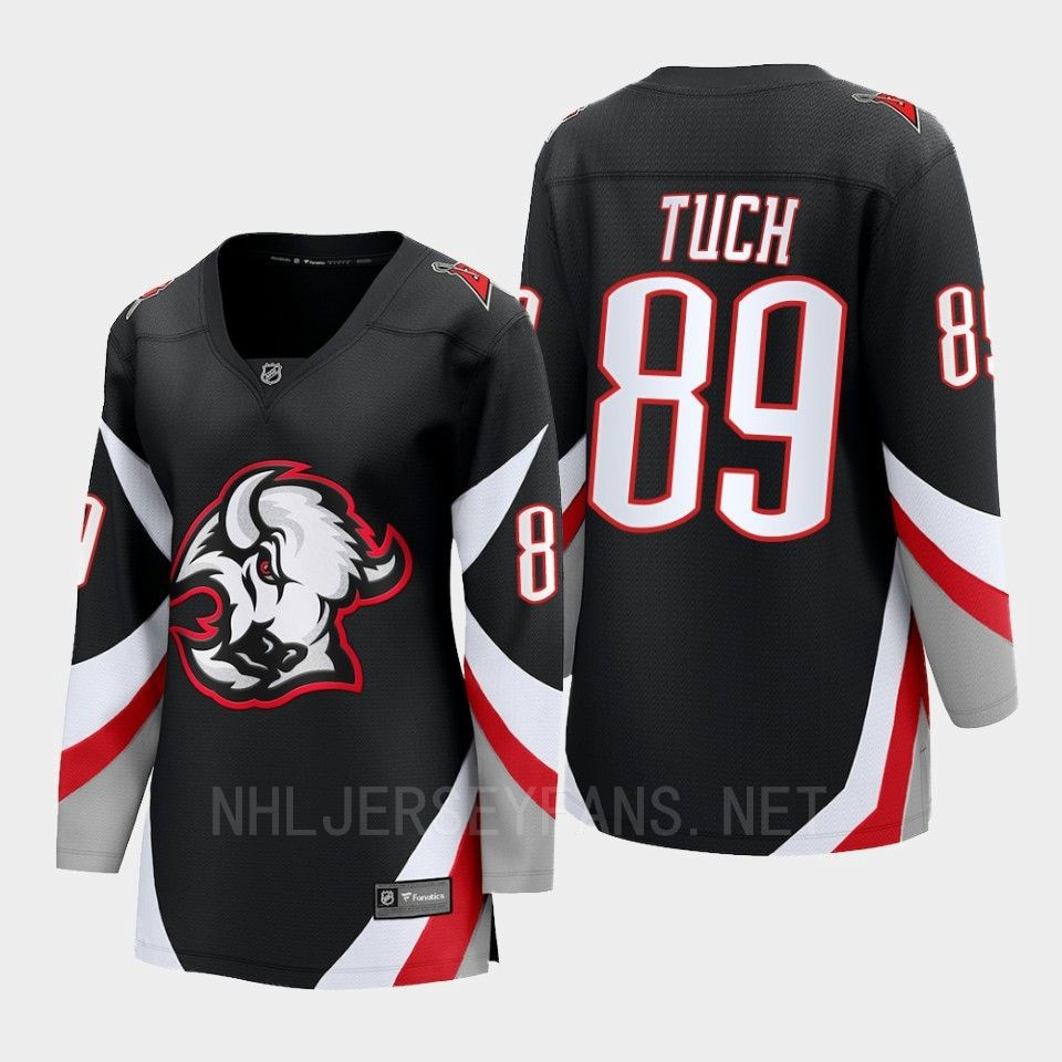 Buffalo Sabres Alex Tuch 89 Black Goathead Third Premier 2022-23 Stitched Jersey Women
