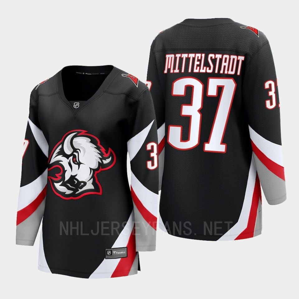 Buffalo Sabres Casey Mittelstadt 37 Black Goathead Third Premier 2022-23 Stitched Jersey Women