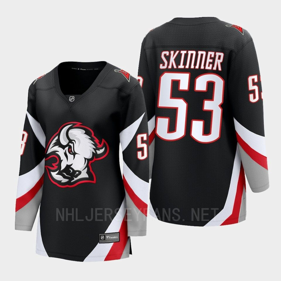Buffalo Sabres Jeff Skinner 53 Black Goathead Third Premier 2022-23 Stitched Jersey Women