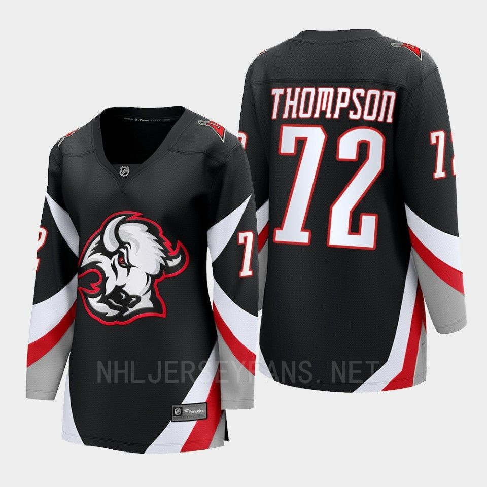 Buffalo Sabres Tage Thompson 72 Black Goathead Third Premier 2022-23 Stitched Jersey Women