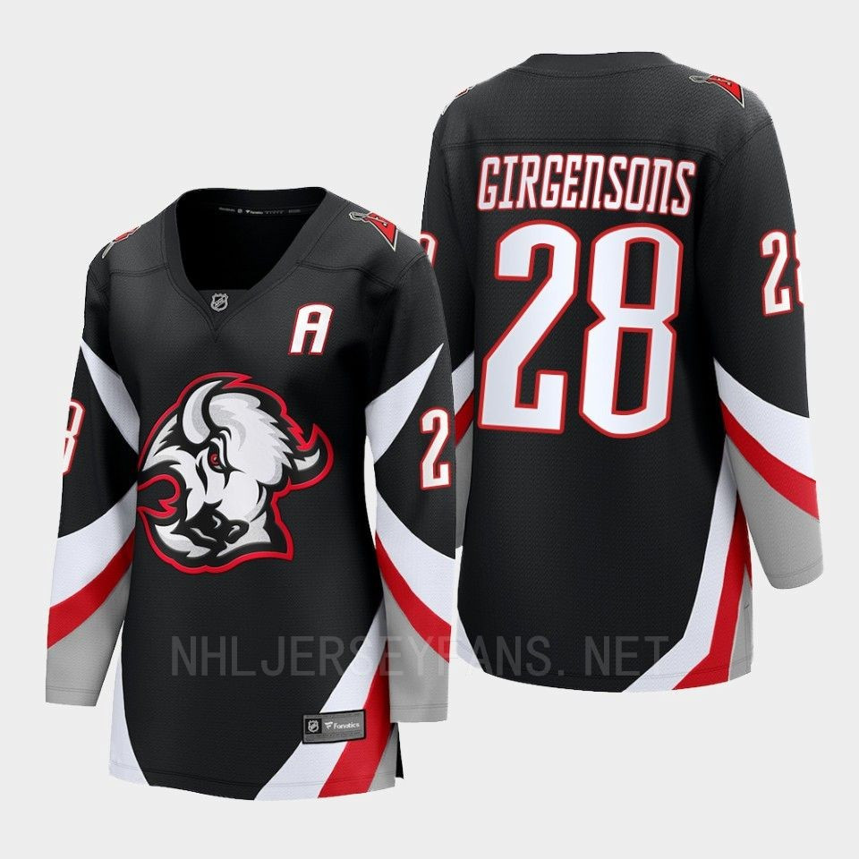 Buffalo Sabres Zemgus Girgensons 28 Black Goathead Third Premier 2022-23 Stitched Jersey Women