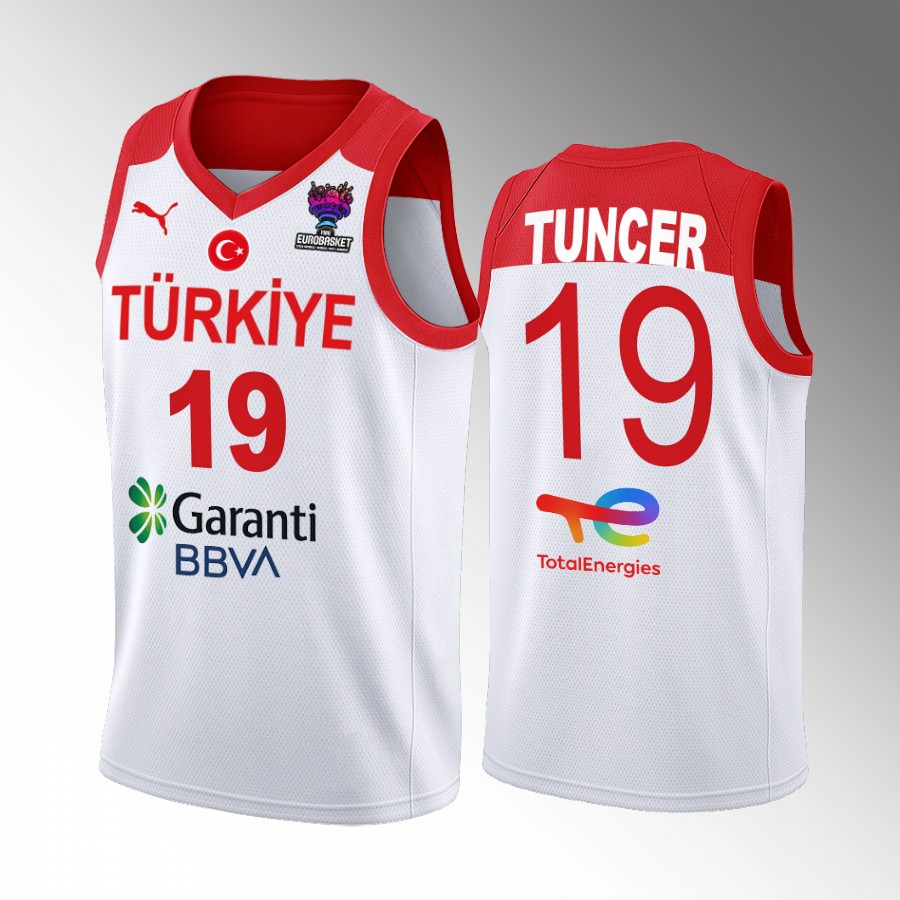 Bugrahan Tuncer Turkey FIBA EuroBasket 2022 White Jersey Home #19
