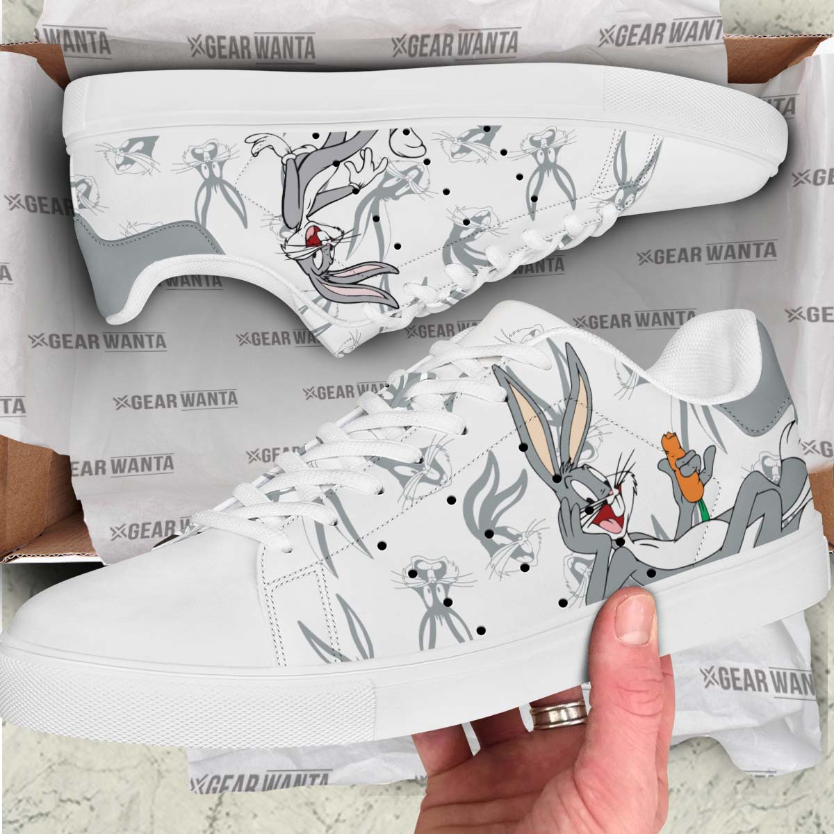 Bugs Bunny Skate Shoes Custom Looney Tunes Cartoon Sneakers