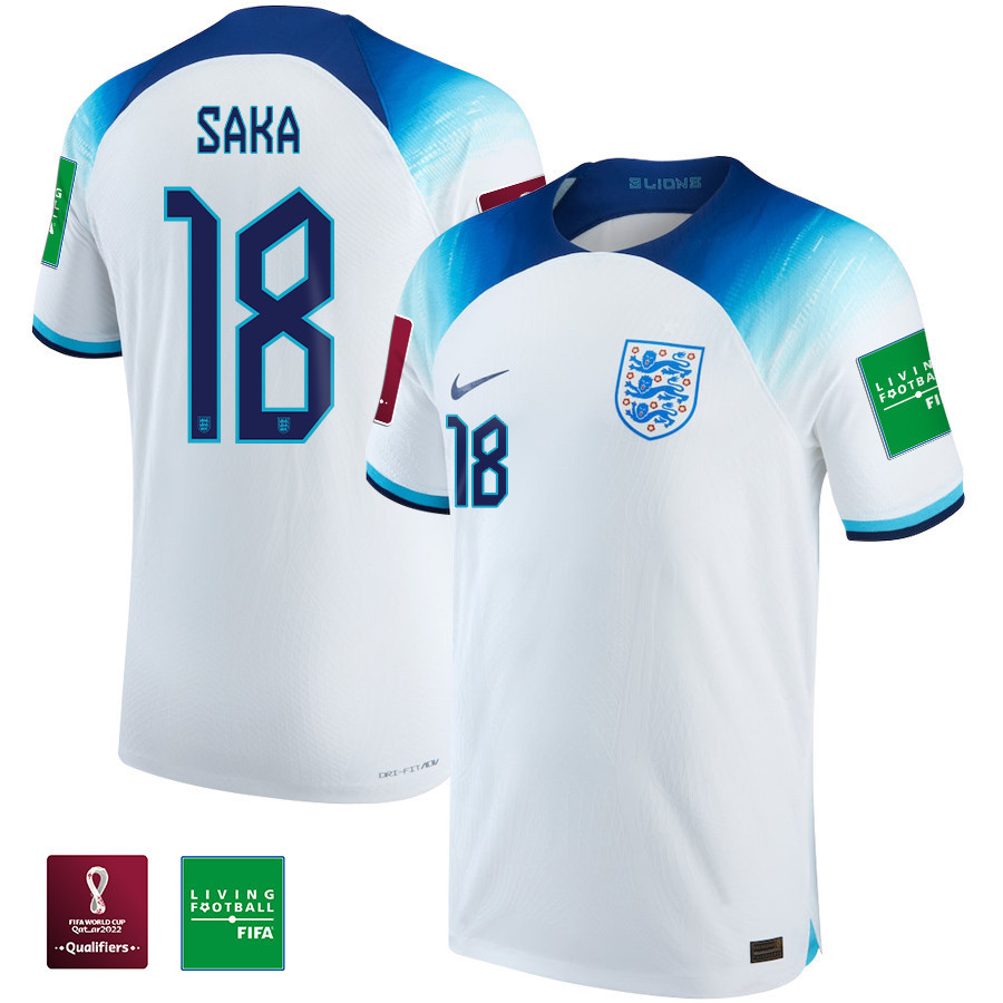 Bukayo Saka 18 England National Team FIFA World Cup Qatar 2022 – Patch Home  Soccer Jersey
