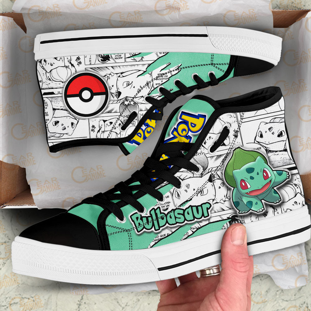 Bulbasaur High Top Shoes Custom Pokemon Anime Sneakers Mix Manga