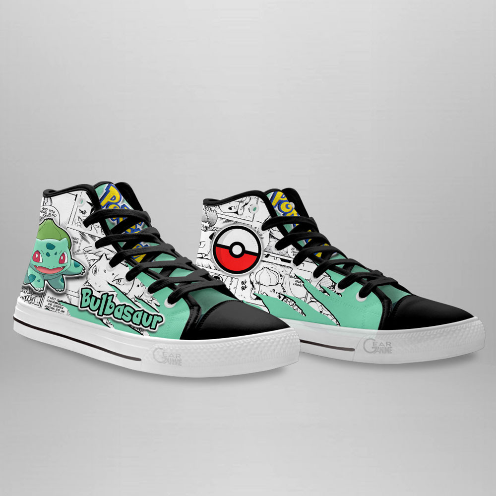 Bulbasaur High Top Shoes Custom Pokemon Anime Sneakers Mix Manga