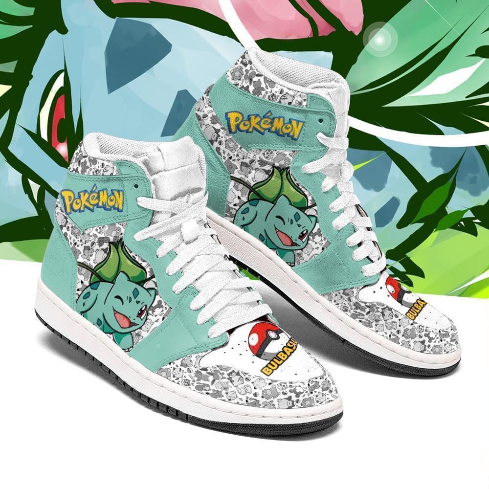 Bulbasaur JD1s Sneakers Anime Pokemon Shoes, Air Jordan Hightop