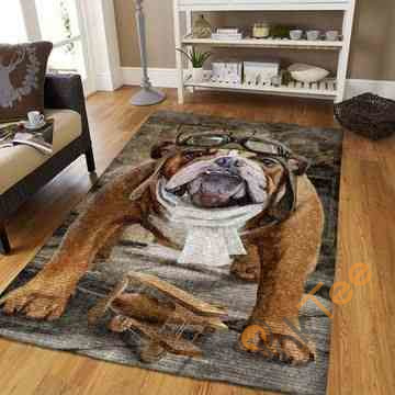 Bull Dog Wearing Glassses Area Rectangle Rug
