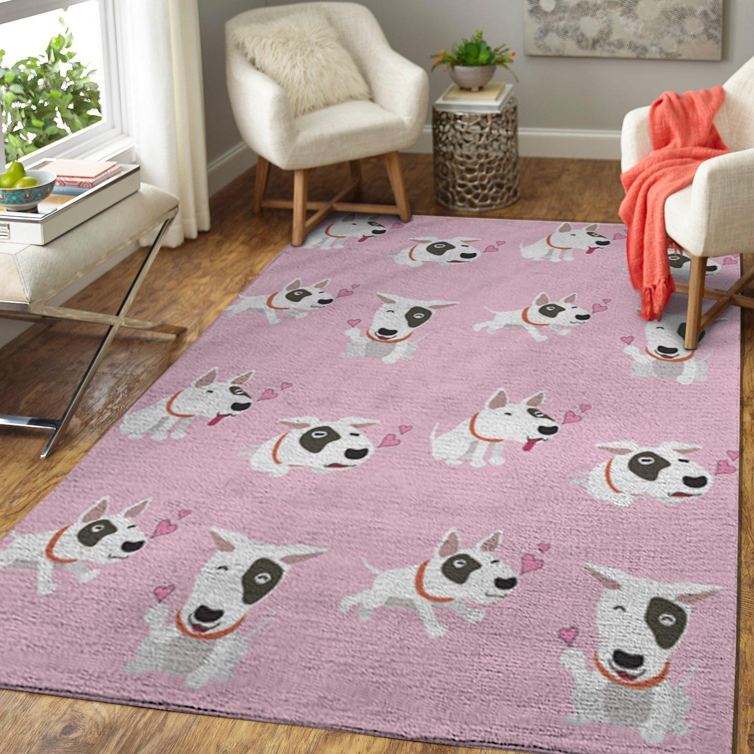 Bull Terrier Pink Heart Limited Edition Rectangle Rug