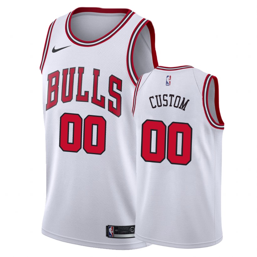 Bulls Male Custom #00 Association Wihte Jersey