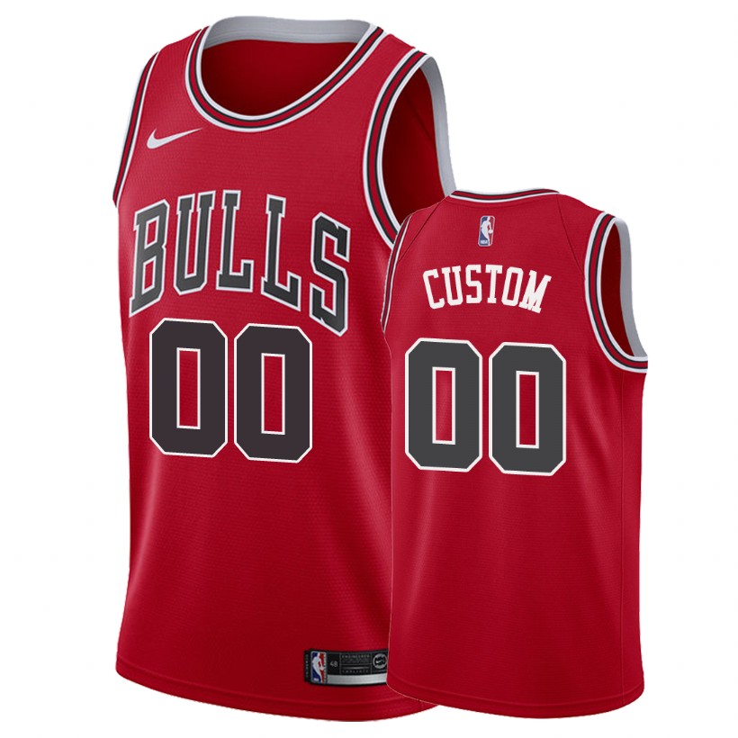 Bulls Male Custom #00 Icon Red Jersey