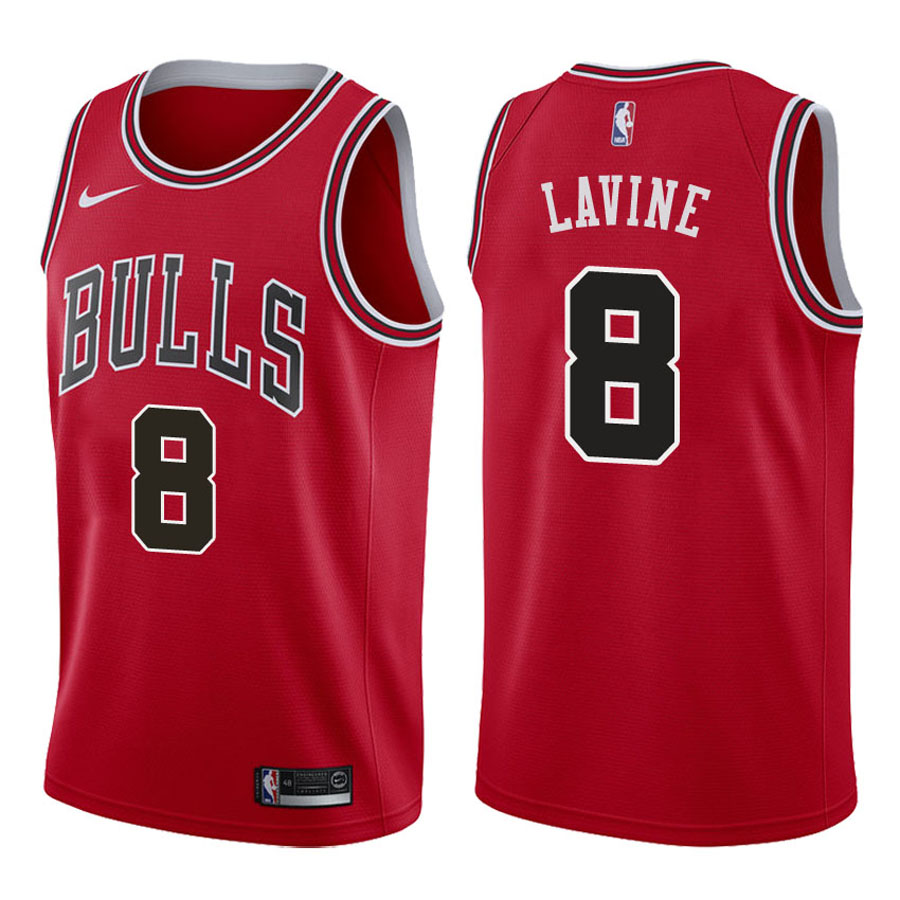 Bulls Male Zach LaVine #8 2017-18 Icon Red Jersey