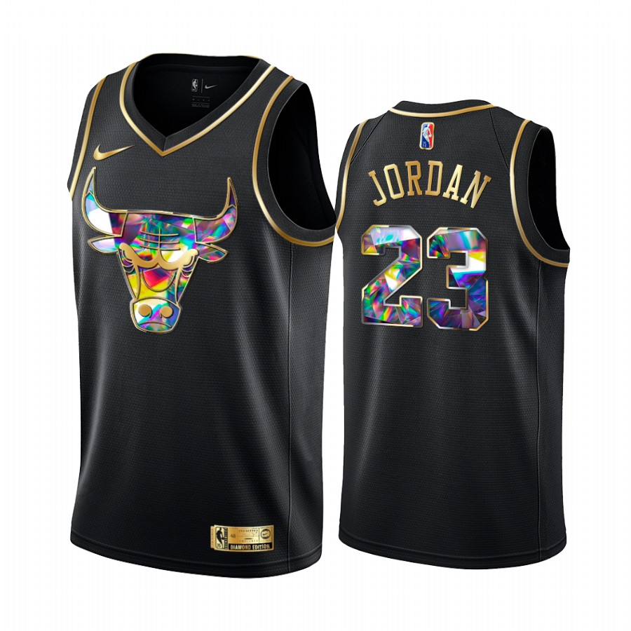 Bulls Michael Jordan NBA 75th Anniversary Team Jersey Black Diamond Edition