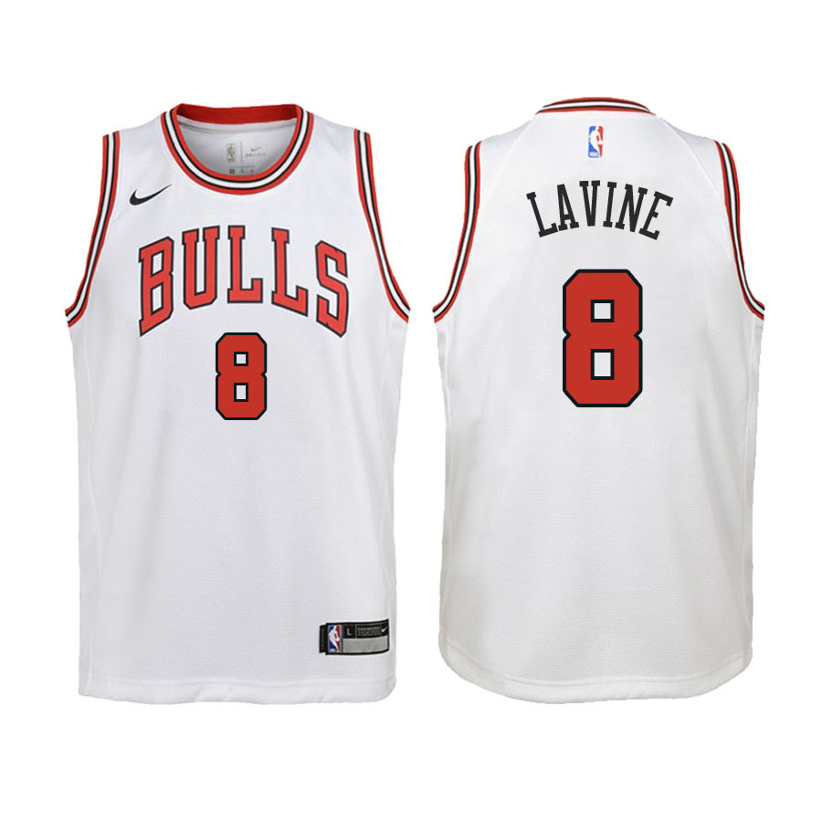 Bulls Youth Zach LaVine #8 Association Edition White Jersey