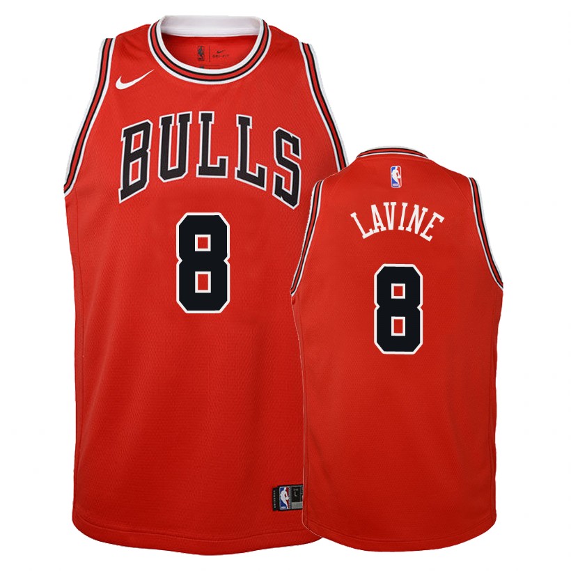 Bulls Youth Zach LaVine #8 Icon Red Jersey