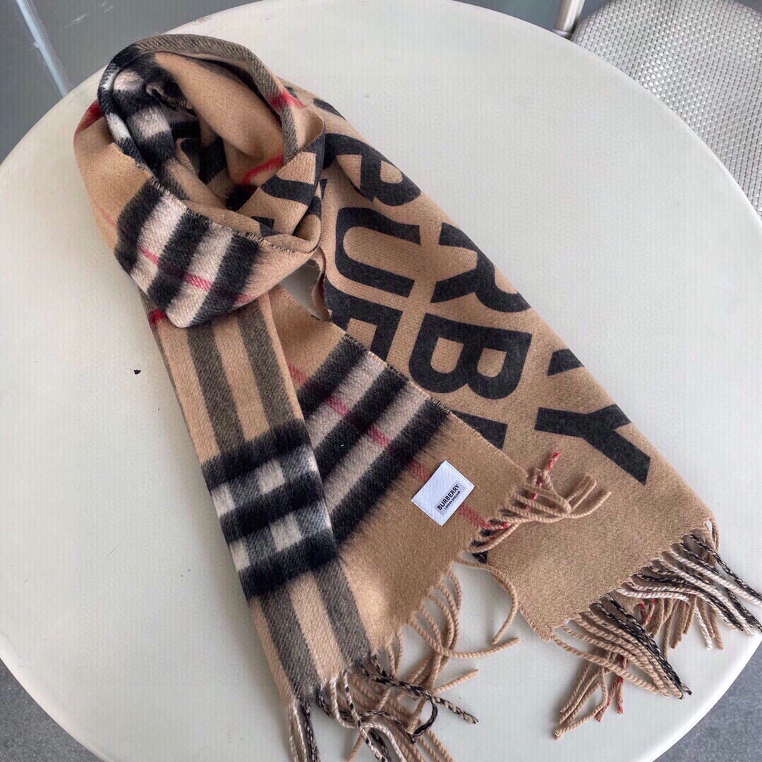Burberry Contrast Check Cashmere Archive Beige/Birch Brown Scarf 180cm/71in 80453291