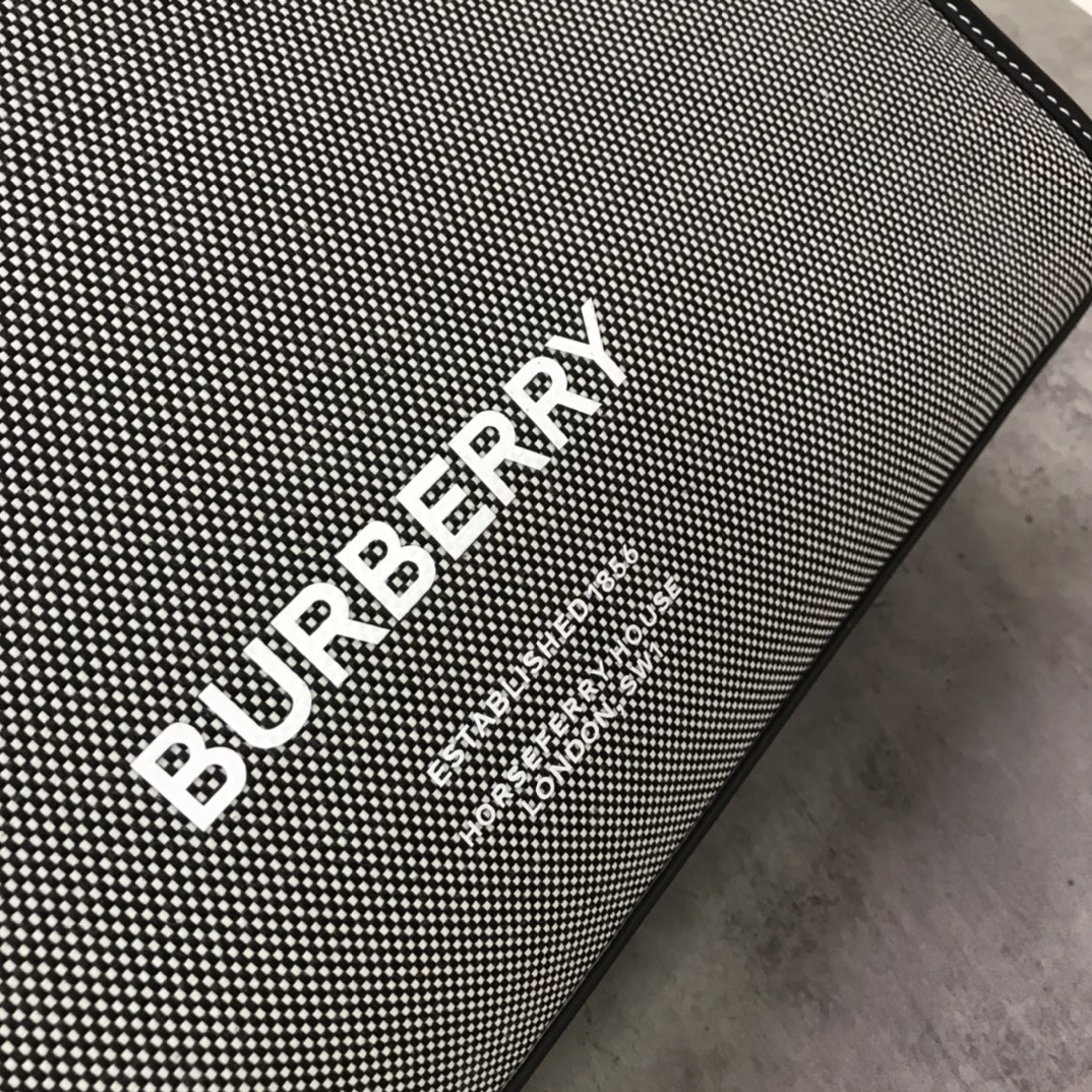 Burberry Horseferry Print Cotton Canvas Tote Black/Grey For Women, Women’s Bags, Shoulder And Crossbody Bags 14in/ 35.5cm BUR 80508141