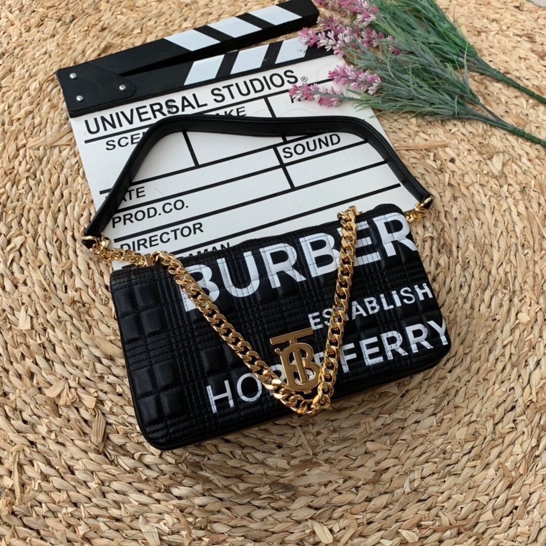 Burberry Horseferry Print Quilted Small Lola Bag Monogram Black For Women, Women’s Bags 9in/23cm