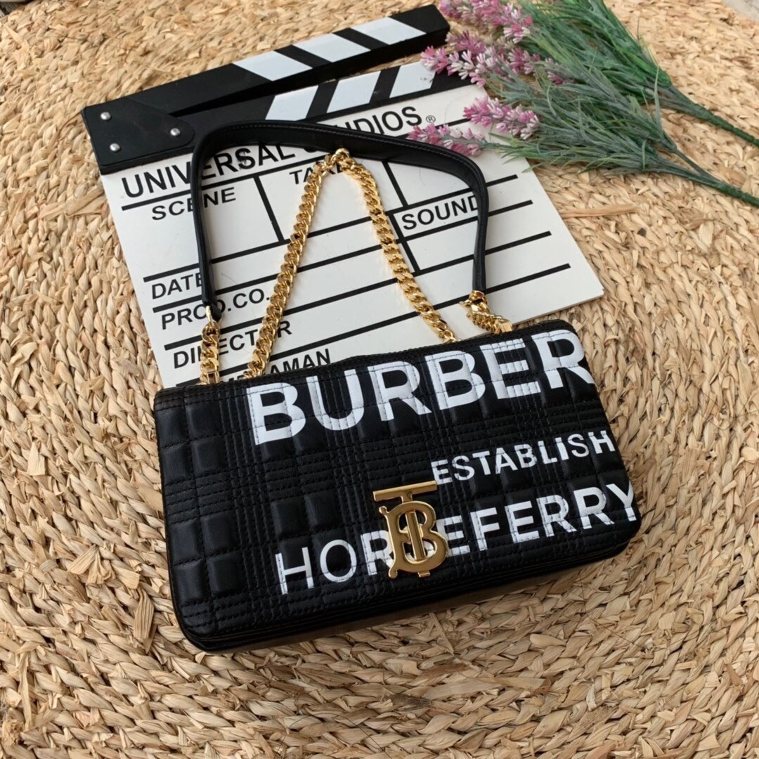 Burberry Horseferry Print Quilted Small Lola Bag Monogram Black For Women, Women’s Bags 9in/23cm
