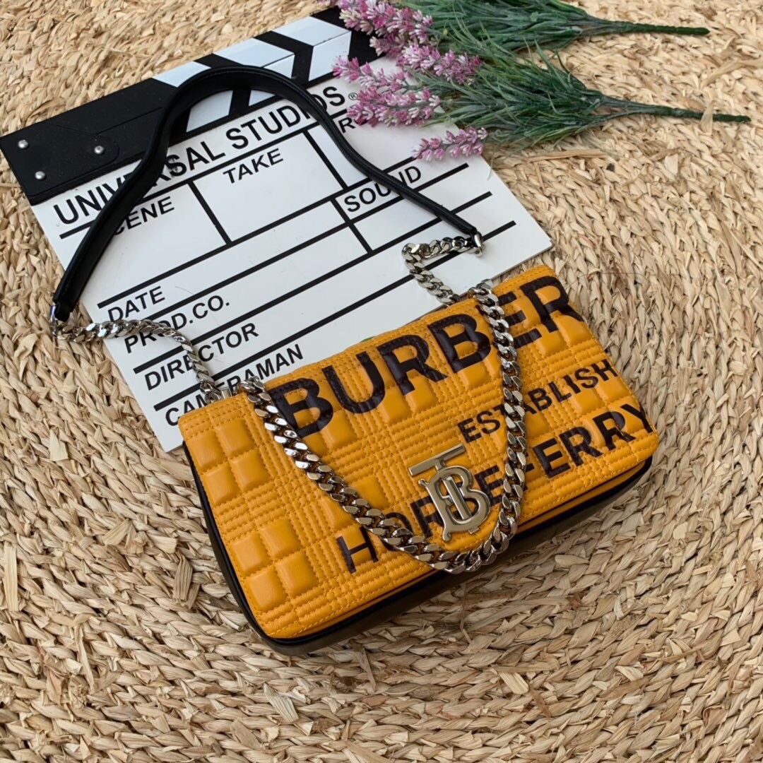 Burberry Horseferry Print Quilted Small Lola Bag Monogram Orange For Women, Women’s Bags 9in/23cm