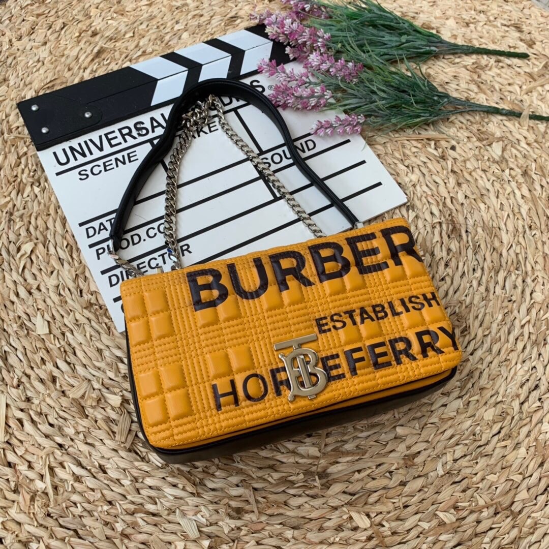 Burberry Horseferry Print Quilted Small Lola Bag Monogram Orange For Women, Women’s Bags 9in/23cm