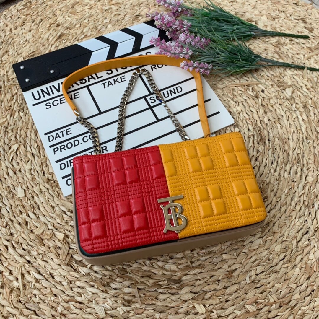 Burberry Horseferry Print Quilted Small Lola Bag Monogram Red And Orange For Women, Women’s Bags 9in/23cm