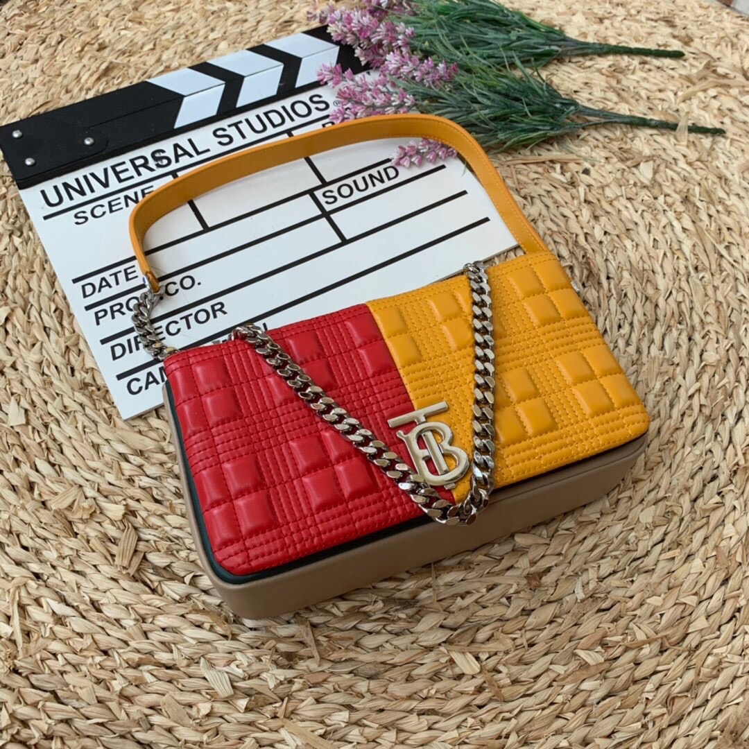 Burberry Horseferry Print Quilted Small Lola Bag Monogram Red And Orange For Women, Women’s Bags 9in/23cm