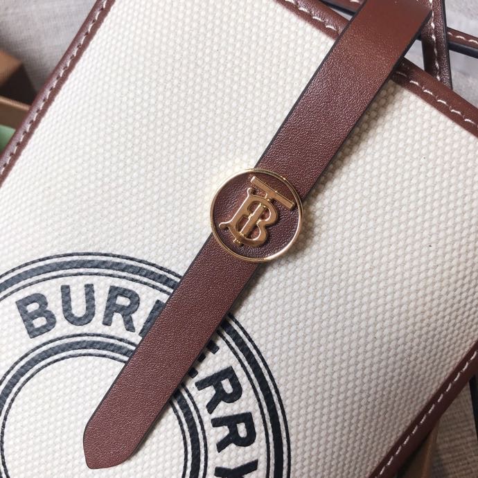 Burberry Logo Graphic Canvas Anne Phone Case With Strap White For Women, Women’s Bags 7.1in/18cm