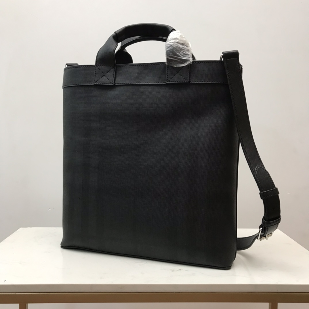 Burberry Logo Graphic Convertible Tote London Check Canvas Large For Men, Men’s Bags 15in/38cm