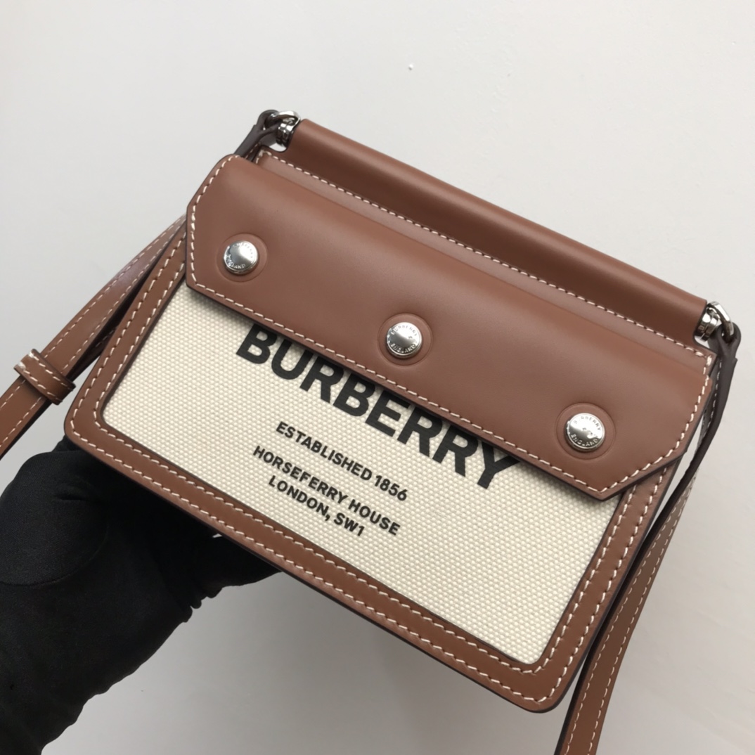 Burberry Mini Horseferry Print Title Bag With Pocket Detail Malt Brown For Women, Women’s Bags 7.5in/19cm 80146111
