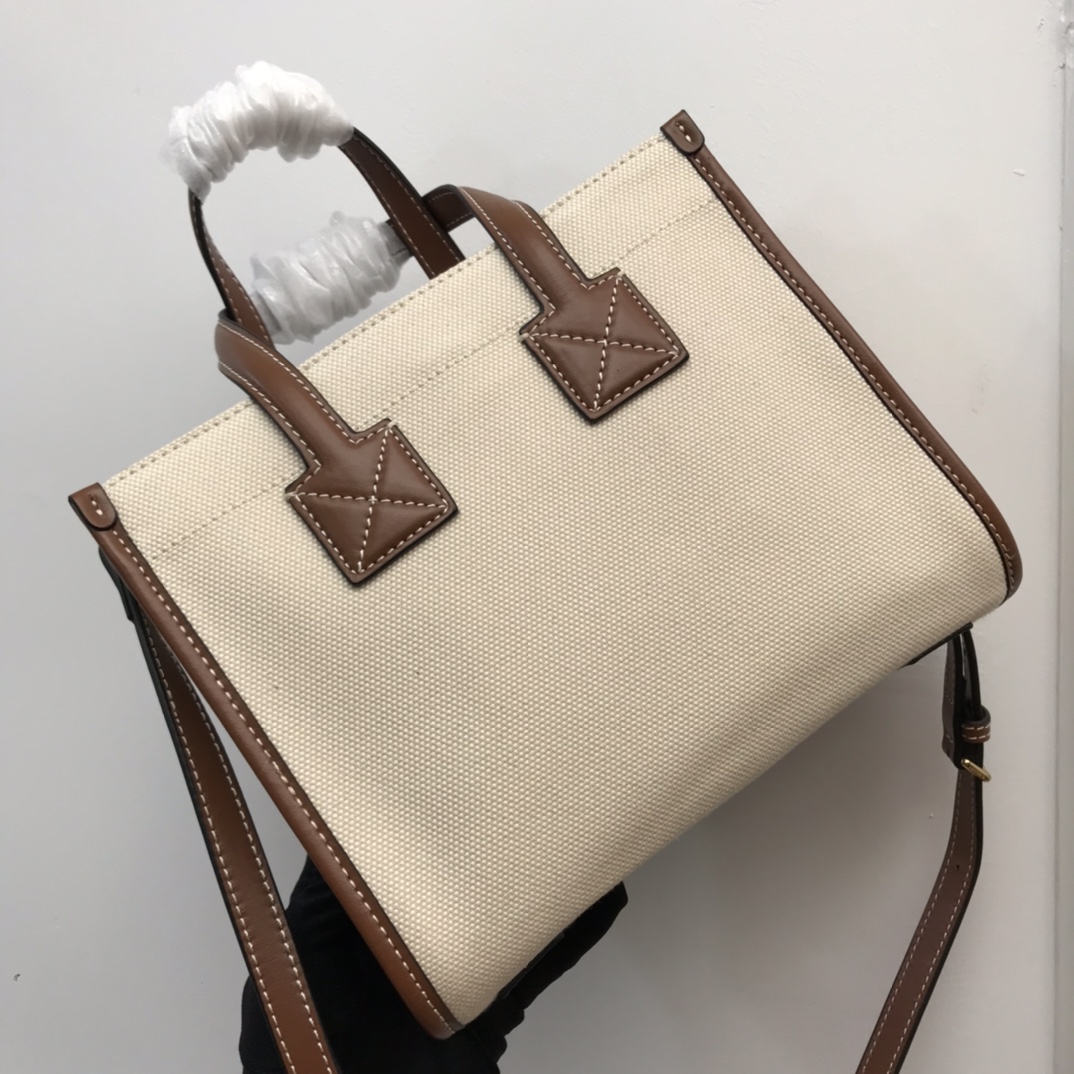 Burberry Mini Two-tone Canvas And Freya Tote For Women, Women’s Bags 9.1in/23cm 80441431