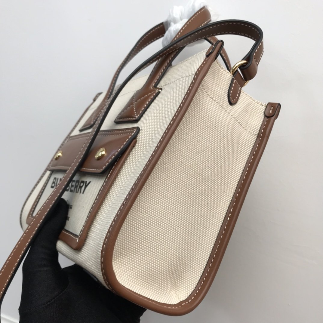 Burberry Mini Two-tone Canvas And Freya Tote For Women, Women’s Bags 9.1in/23cm 80441431