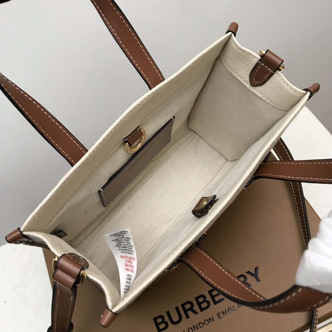 Burberry Mini Two-tone Canvas And Freya Tote For Women, Women’s Bags 9.1in/23cm 80441431