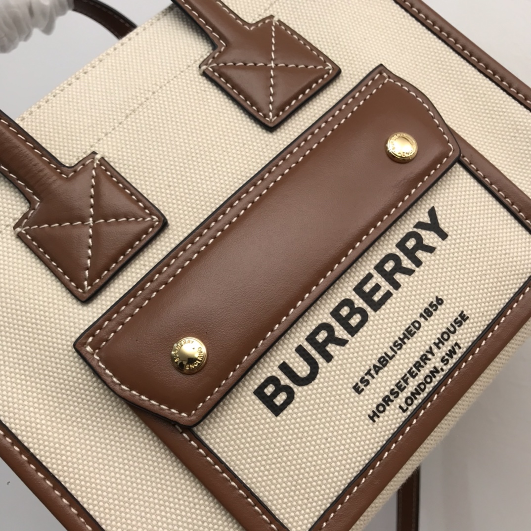 Burberry Mini Two-tone Canvas And Freya Tote For Women, Women’s Bags 9.1in/23cm 80441431