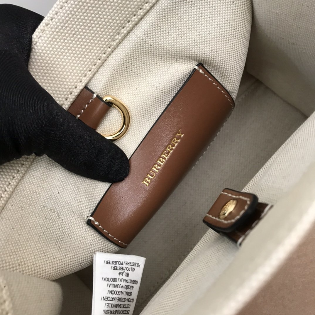 Burberry Mini Two-tone Canvas And Freya Tote For Women, Women’s Bags 9.1in/23cm 80441431