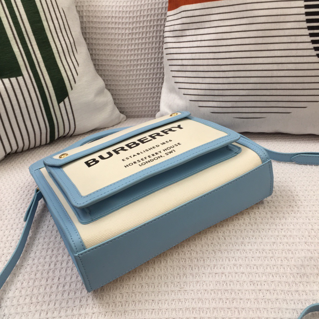 Burberry Mini Two-tone Canvas And Pocket Bag Blue For Women, Women’s Bags 10.4in/26.5cm 80434931