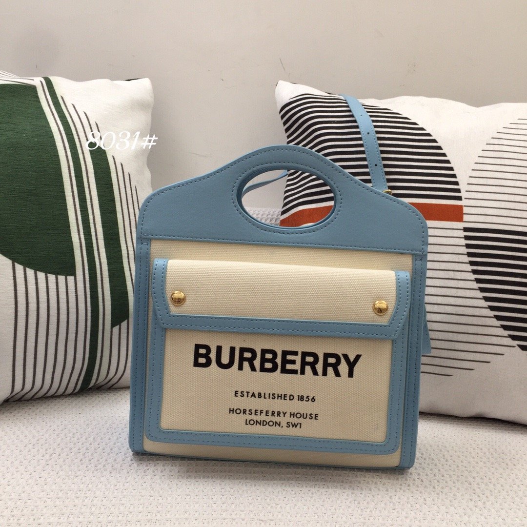 Burberry Mini Two-tone Canvas And Pocket Bag Blue For Women, Women’s Bags 10.4in/26.5cm 80434931